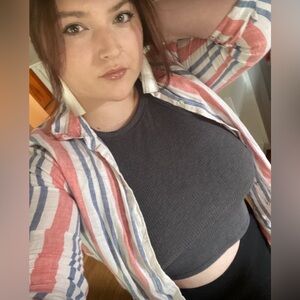 Red white and blue striped linen shirt